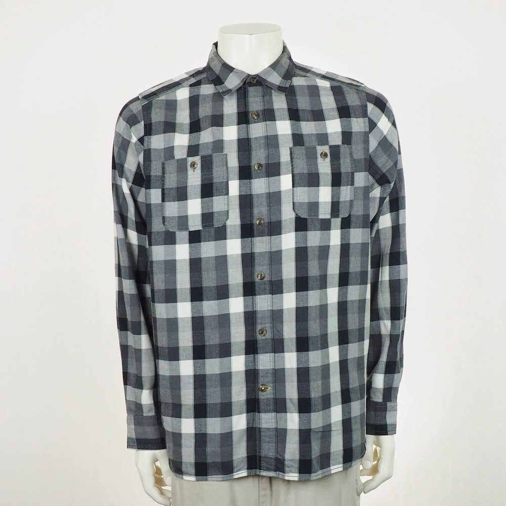The North Face Cumberland Button Down Shirt Mens Large Gray Plaid Cotton Blend